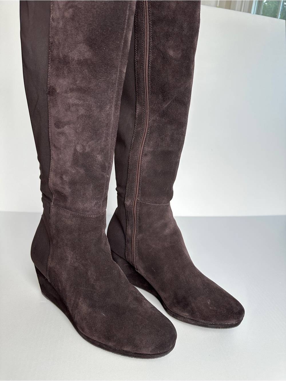 Vince Camuto Dark Brown Suede Over-the-Knee Wedge Boots - Picture 5 of 6